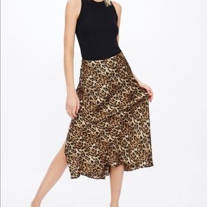 Zara Satin Leopard Print Skirt